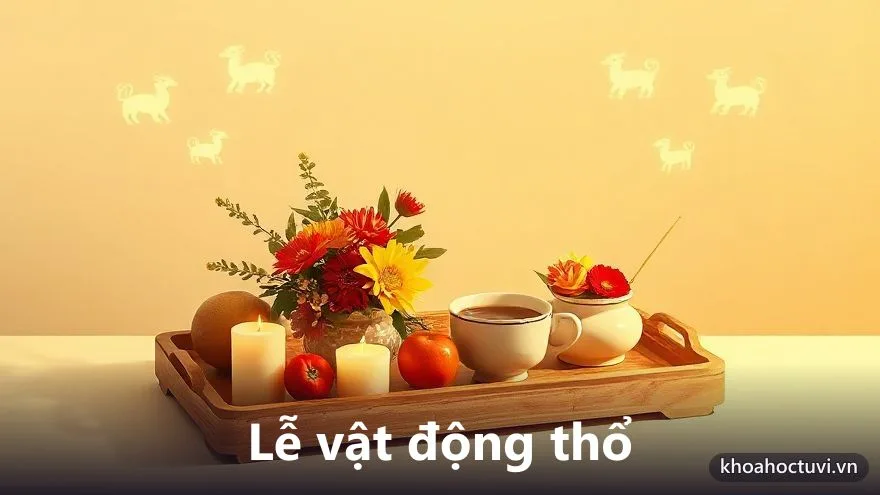 Mâm lễ vật cho lễ động thổ và cất nóc khi làm nhà